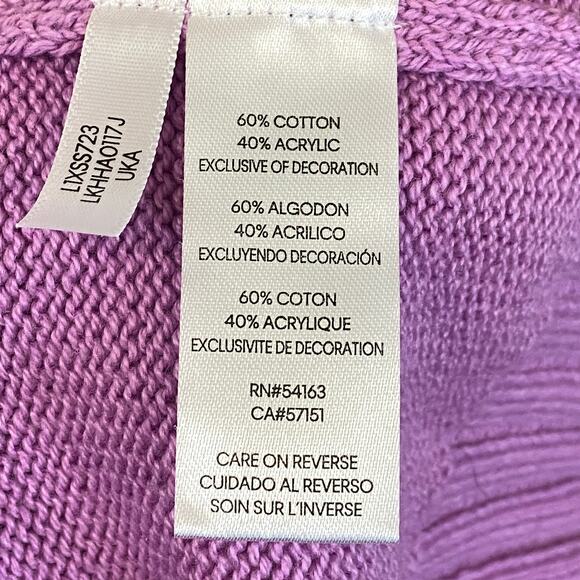 Karl Lagerfeld Purple Long Sleeves Embellished Sweater Large New With Tag - Picture 7 of 9